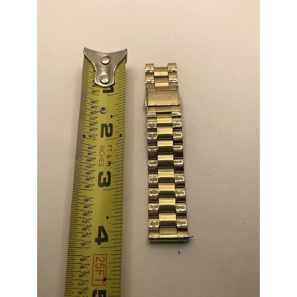 Fossil Watch Parts Partial Band 18mm W/ Clasp Gold Tone Stainless Steel GY334